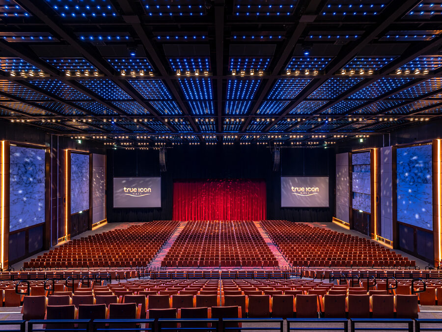 The main auditorium of TRUE ICON HALL, seen from the back of the seating